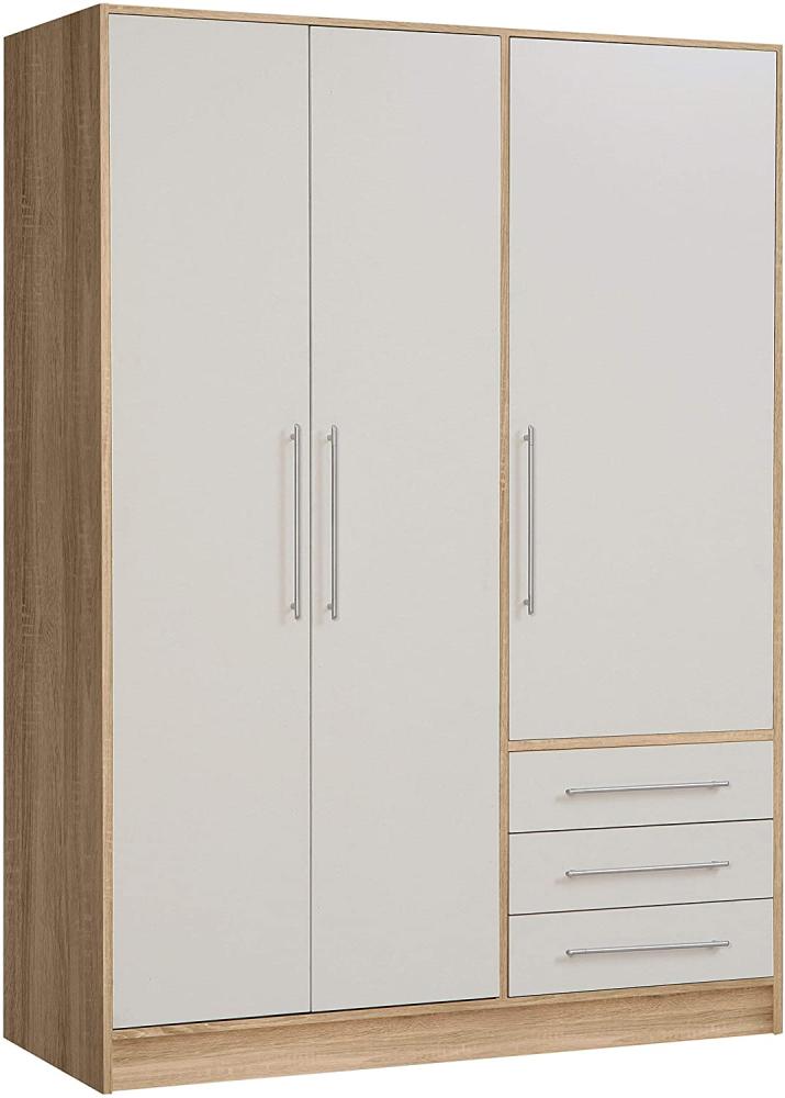 Forte 'Jupiter' Kleiderschrank, Sonoma Eiche hell/weiß, 3-türig, 145 x 200 cm Bild 1