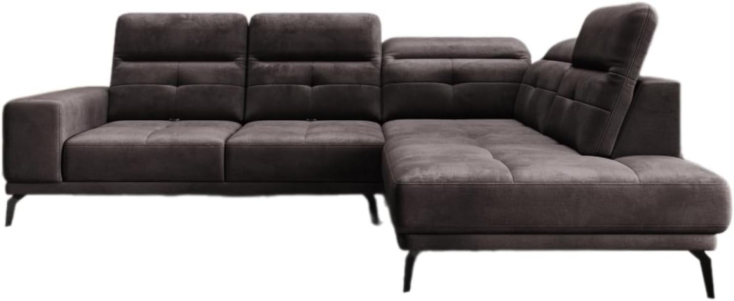 Designer Sofa Isabella mit verstellbarer Kopf- und Rückenlehne Samt Dunkelbraun Rechts Bild 1