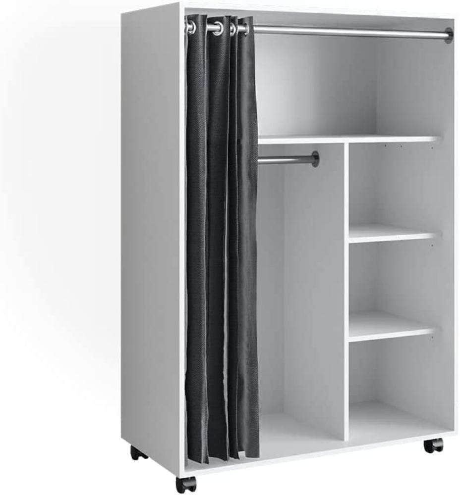Vicco mobiler Kleiderschrank Dielenschrank Garderobe Doros Weiß 100x146 cm modern offen rollbar Bild 1