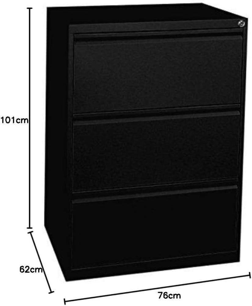 Stahl Büro Hängeregistratur Schrank Bürocontainer 101 x 76 x 62 cm (HxBxT) mit 3 Schüben doppelbahnig Schwarz 561329 Bild 1