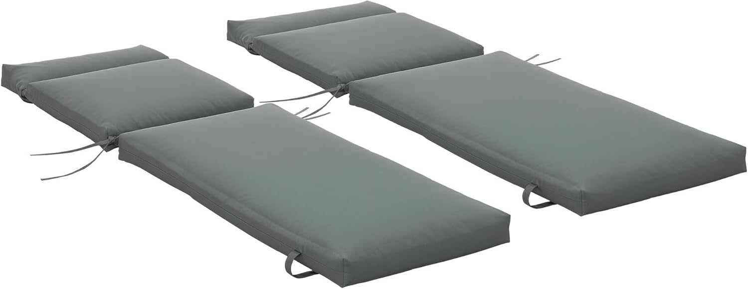 Outsunny Liegenauflage 2er Set, Flammhemmend mit Bänder, 8cm dick, (Liegenauflage, 2 St, Auflage für Sonnenliege), Auflagen für Deckchair 196x55x8 cm Dunkelgrau Bild 1