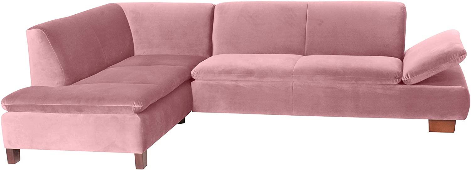 Terrence Ecksofa Samtvelours Rose Buche Nussbaumfarben Bild 1