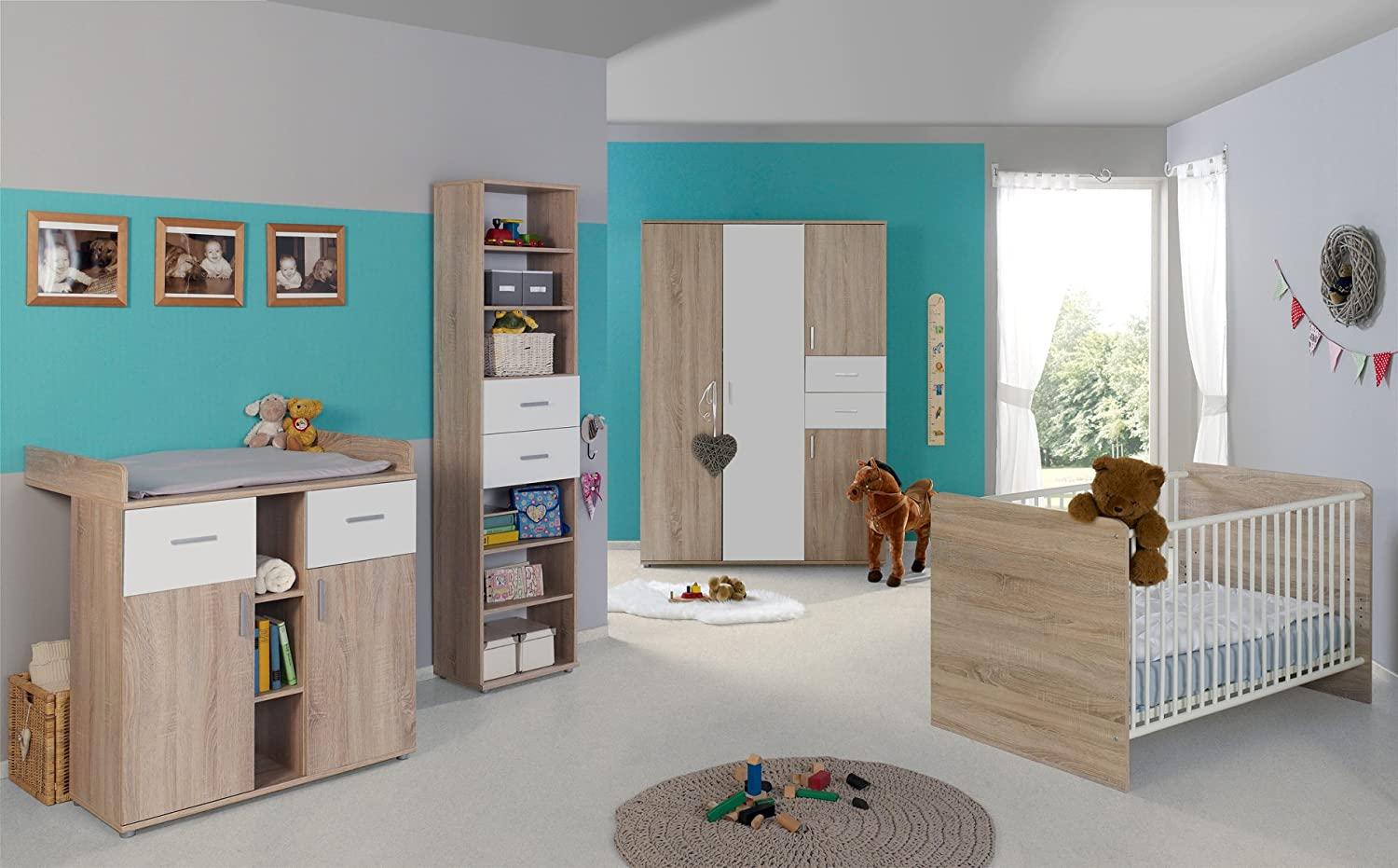 4-tlg. Babyzimmer-Set 'ELISA 4' Eiche Sonoma / Weiß Bild 1