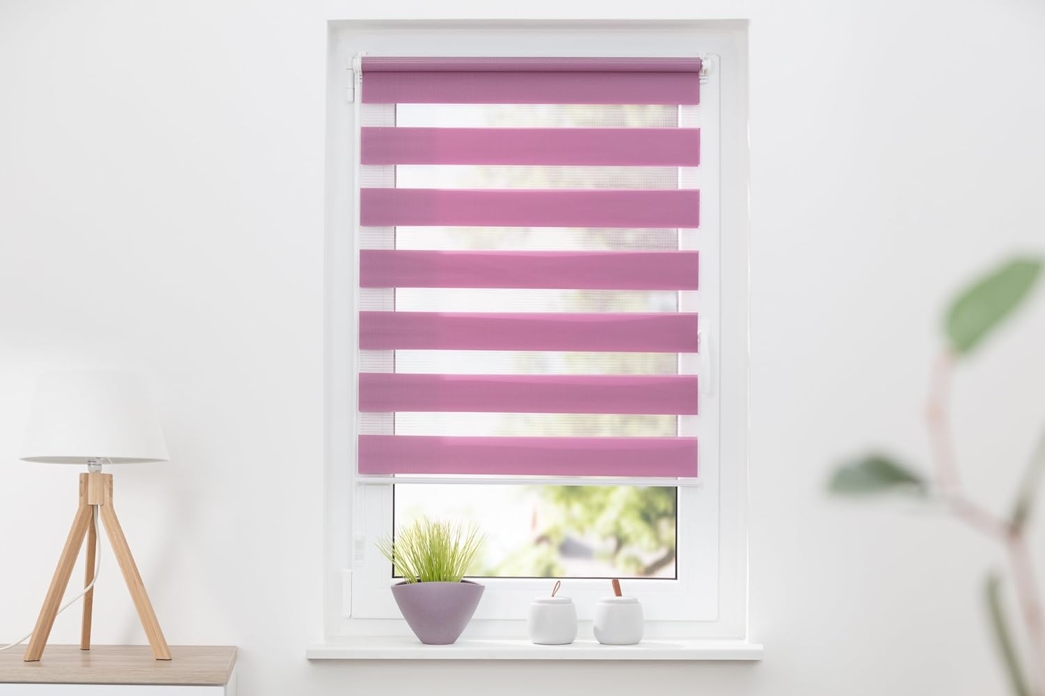 K-home Klemmfix Doppelrollo Madrid ohne Bohren Flieder 110x150 cm (B x L) Bild 1