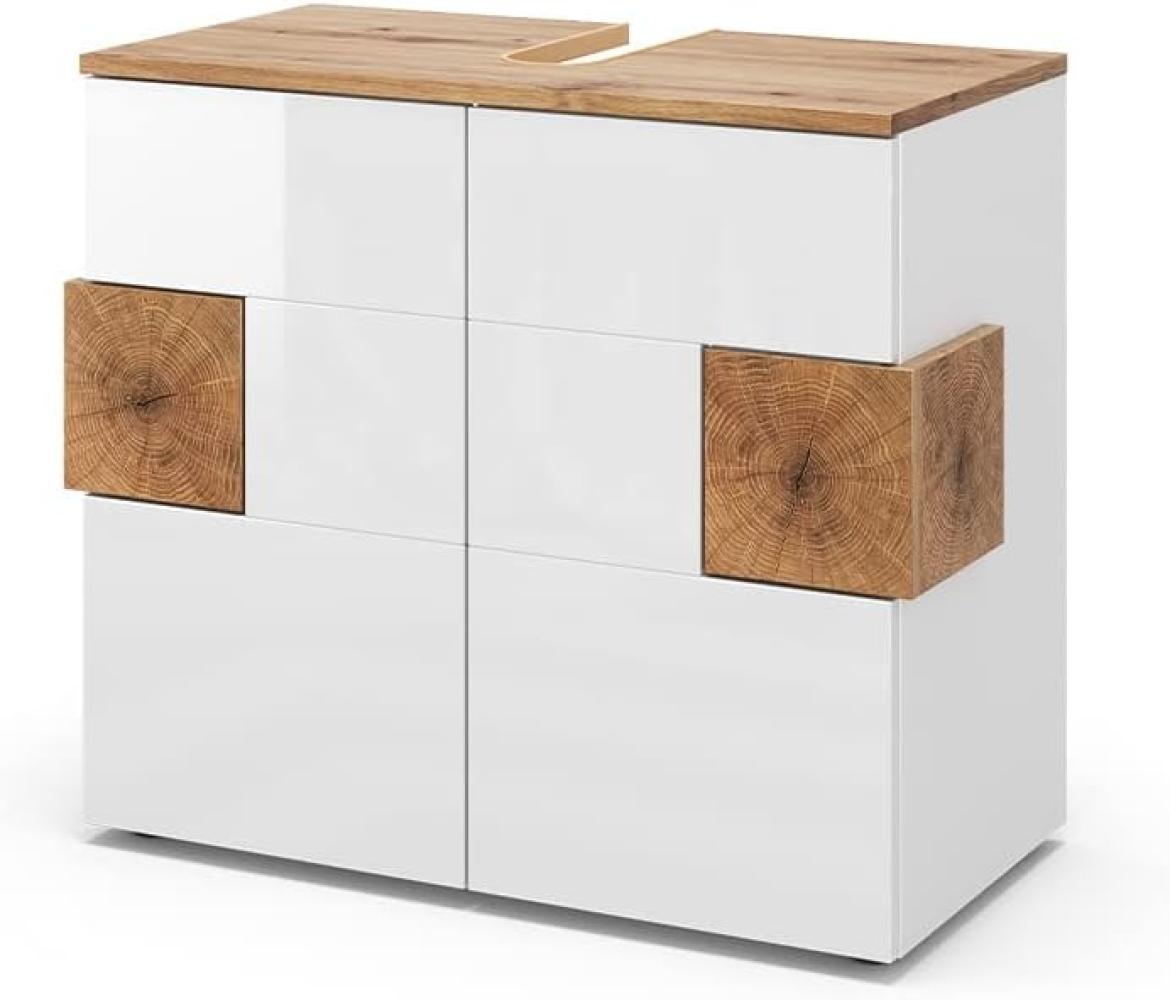 Vicco Waschtischunterschrank Waschbeckenunterschrank Eden Weiß Artisan modern 73x64 cm Badezimmer Schrank Badschrank Badkommode Badmöbel 2 Türen Hochglanz Bild 1