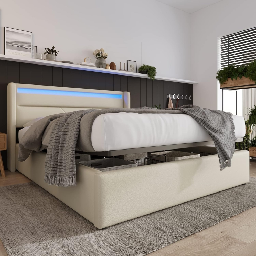 OKWISH Schlafsofa Daybett Tagesbett Kinderbett mit Ausziehbett, mit Staufach, mit USB-Ladefunktion, Kinder- und Jugendbett 90x200cm(90x190cm), ohne Matratze Bild 1