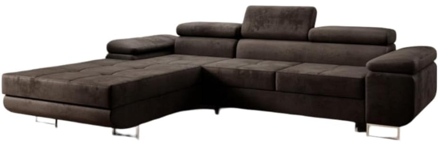 Designer Sofa Calvera mit Schlaf- und Klappfunktion (Samt) Dunkelbraun Links Bild 1