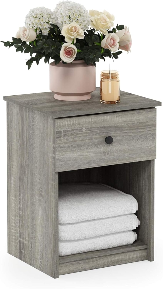 Furinno Lucca Nachttisch, Spanplatte, French Oak Grey, 2-Pack Bild 1
