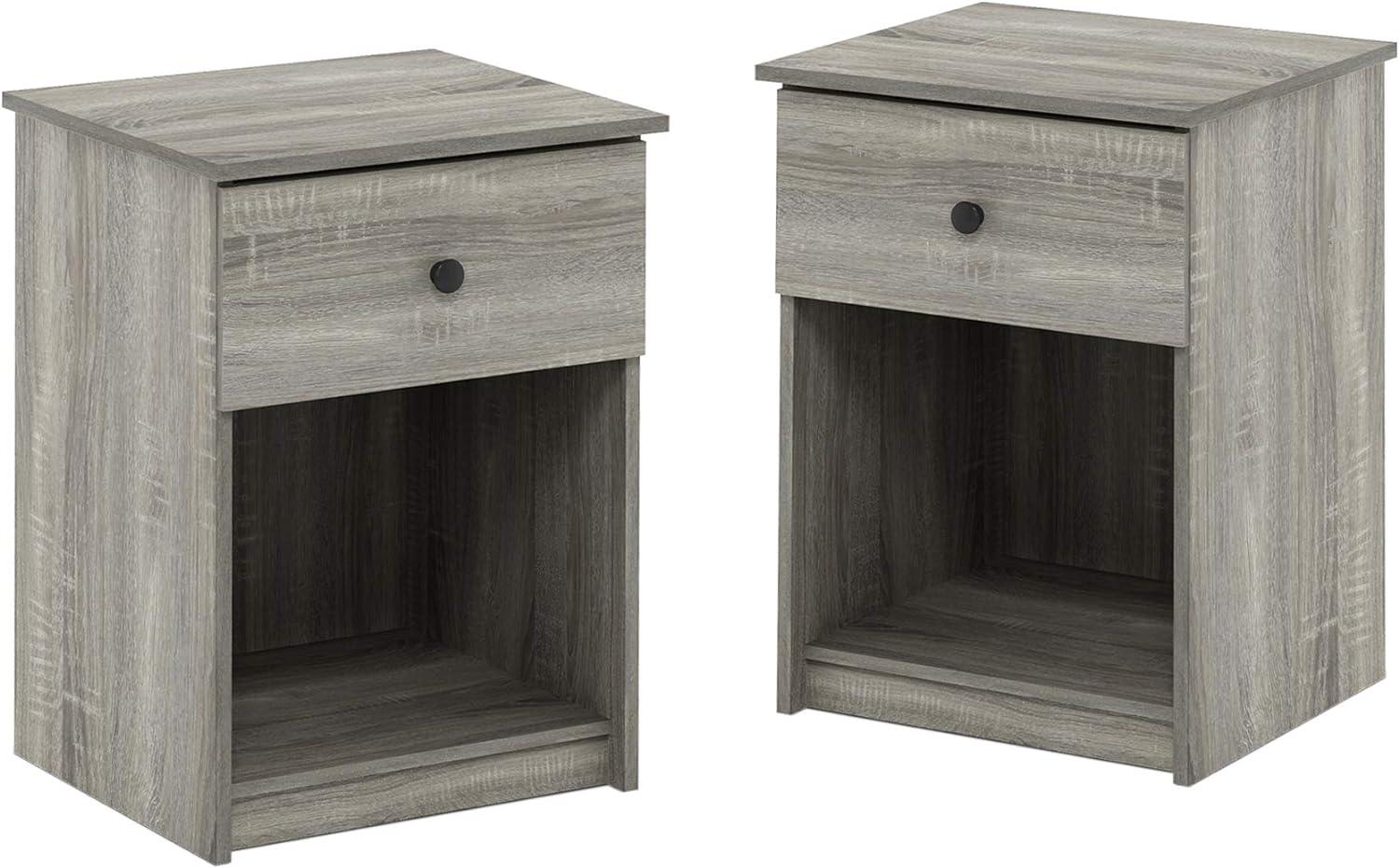 Furinno Lucca Nachttisch, Spanplatte, French Oak Grey, 2-Pack Bild 1