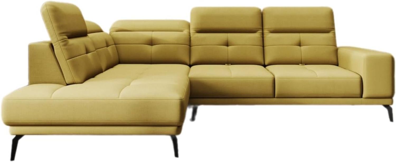 Designer Sofa Isabella mit verstellbarer Kopf- und Rückenlehne Stoff Senf Links Bild 1