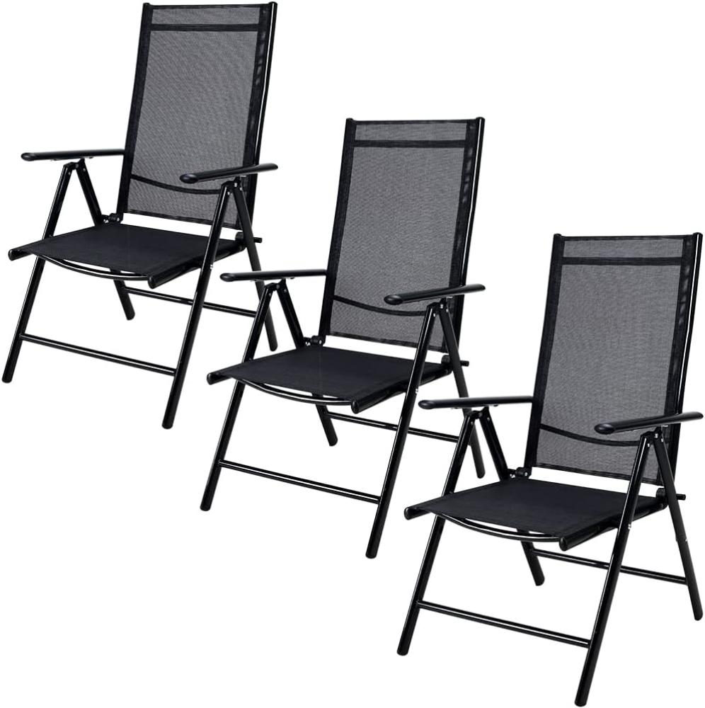CASARIA® Aluminium Gartenstuhl Bern Klappbar Anthrazit 3er Set Bild 1