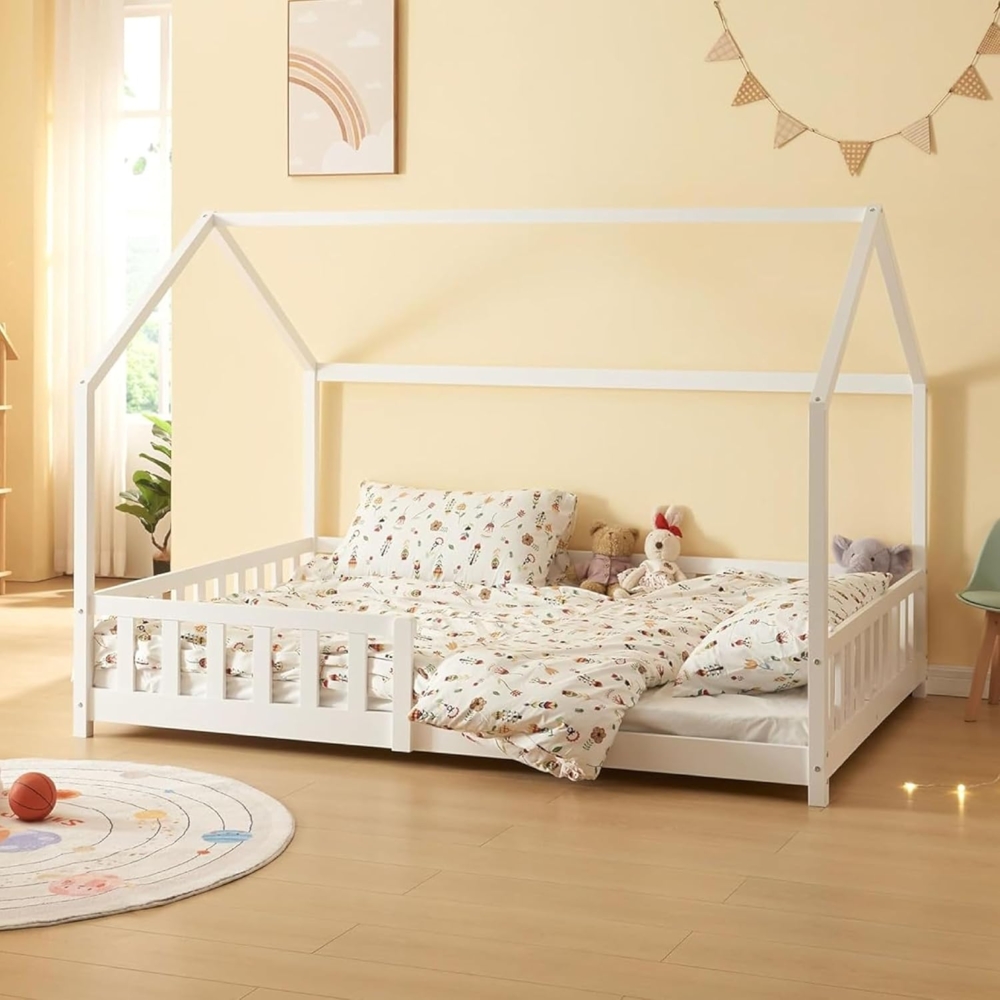 Hausbett Hesel, Kinderbett und Lattenrost, Weiß, 120x200 cm Bild 1