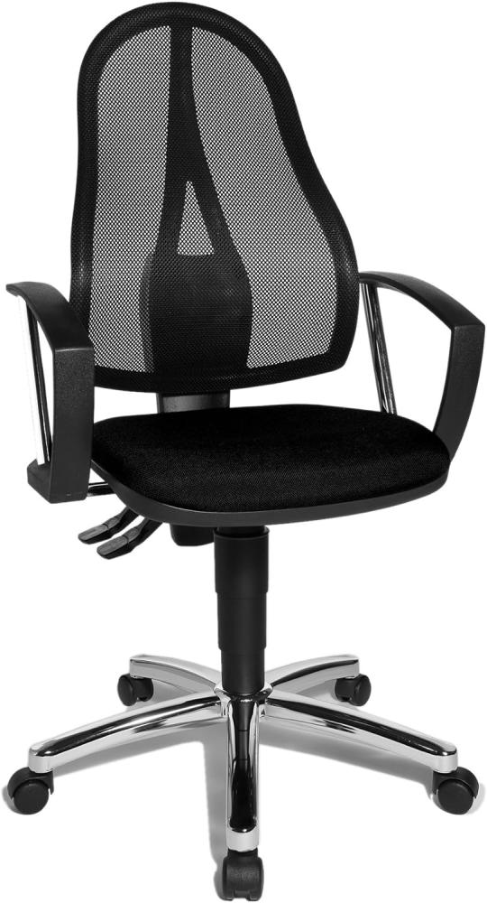 Topstar Point 60 Net, ergonomischer Bürostuhl, Schreibtischstuhl, inkl. feste Armlehnen A1, Stoff, Schwarz, 54 x 47 x 109 cm Bild 1