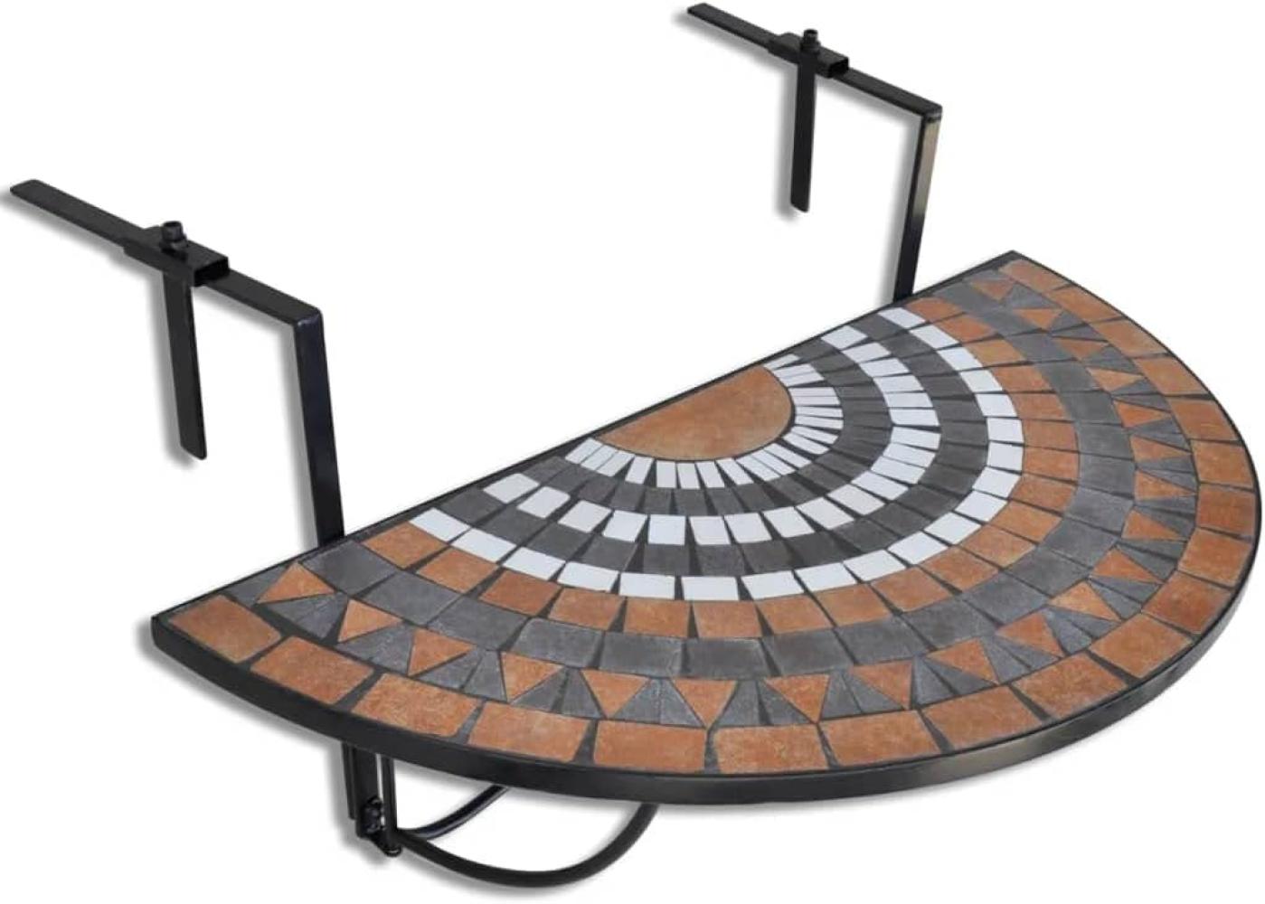 vidaXL Balkonhängetisch Mosaik Terracotta und Weiß 41126 Bild 1