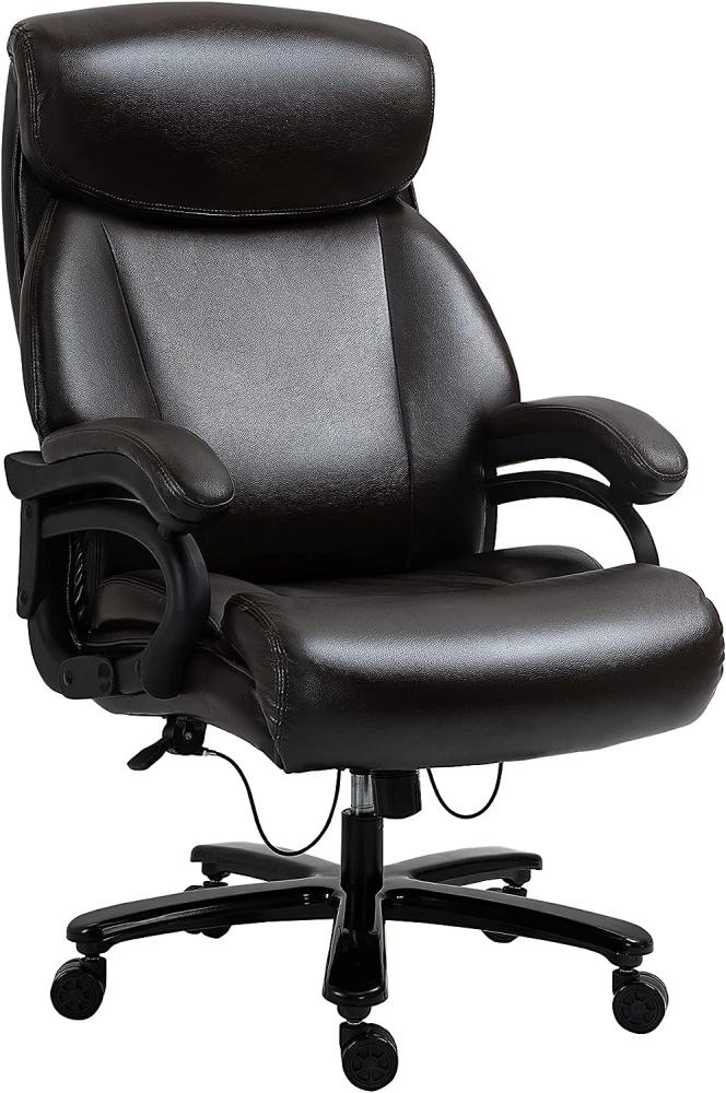 Vinsetto Bürostuhl Chefsessel Gaming Stuhl Drehstuhl Wippfunktion Dicke Polsterung 180 kg Belastbarkeit ergonomisches Design höhenverstellbar Kunstleder Braun 72x83x114-122 cm Bild 1