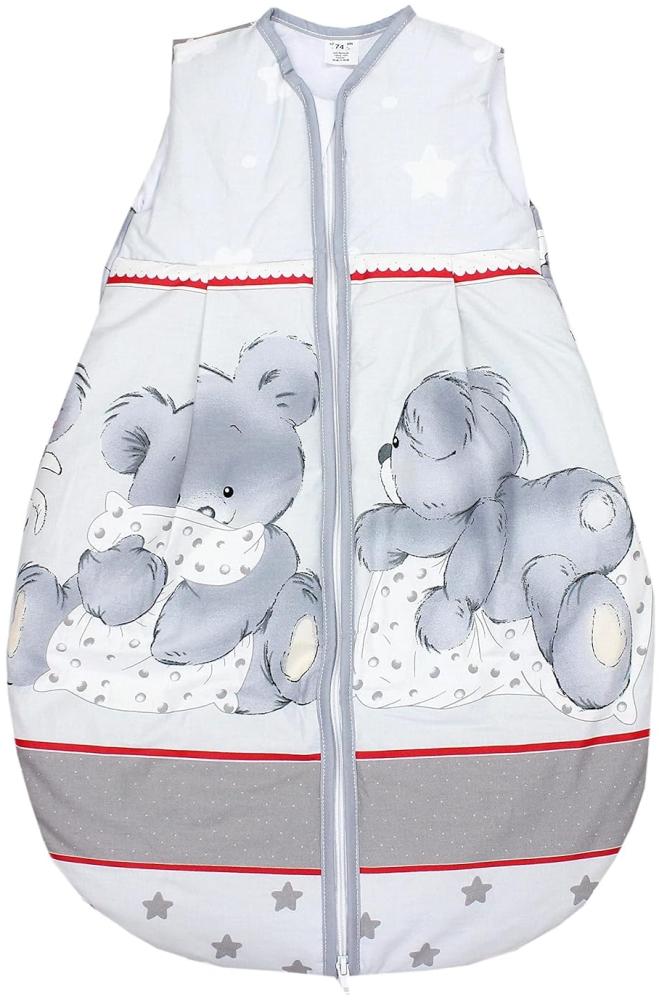 TupTam Baby Unisex Schlafsack Ärmellos Wattiert, Farbe: Bärchen Grau / Rot, Größe: 104-110 Bild 1