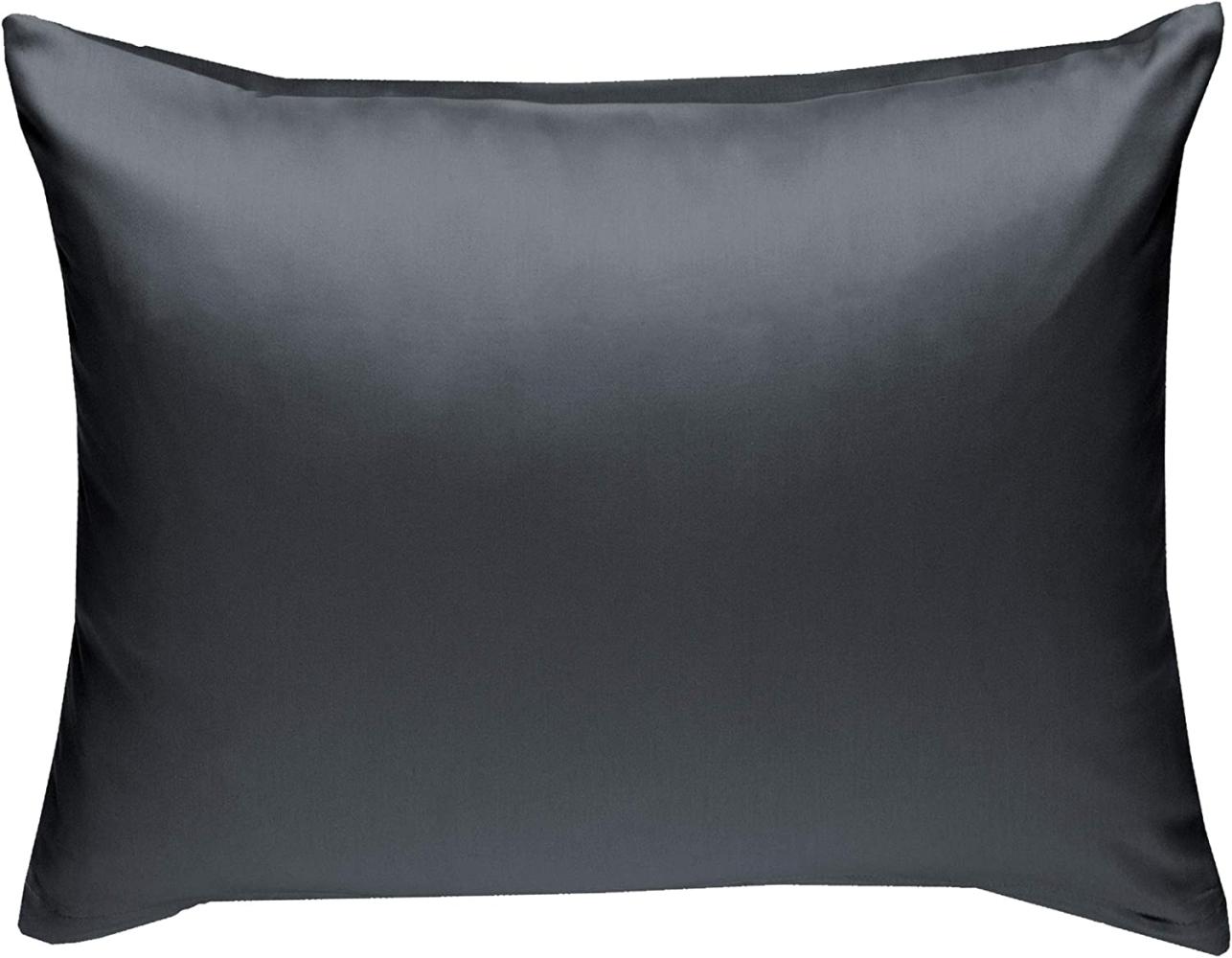 Bettwaesche-mit-Stil Mako-Satin / Baumwollsatin Bettwäsche uni / einfarbig anthrazit Kissenbezug 70x90 cm Bild 1