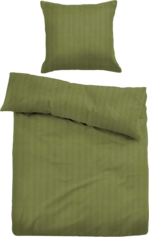 Tom Tailor Seersucker Bettwäsche 27663-854 olive | 135x200 cm + 80x80 cm Bild 1