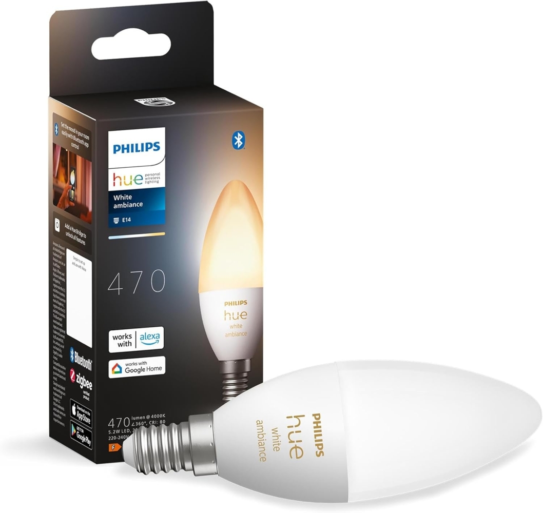 Philips Hue White Ambiance E14 B39 Candle Light - 1-pack Bild 1