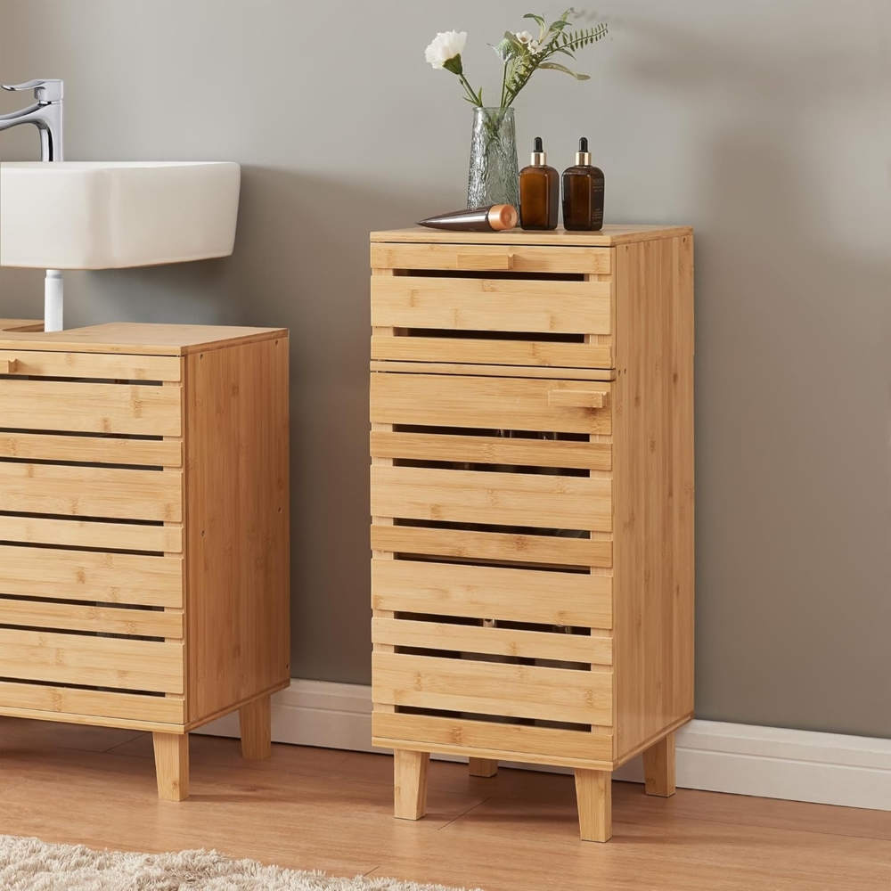 Badezimmerschrank Epind 75x33x30 cm Bambus Natur [en. casa] Bild 1