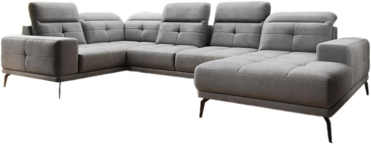 Designer Sofa Nerio mit verstellbarer Kopf- und Rückenlehne Samt Grau Rechts Bild 1