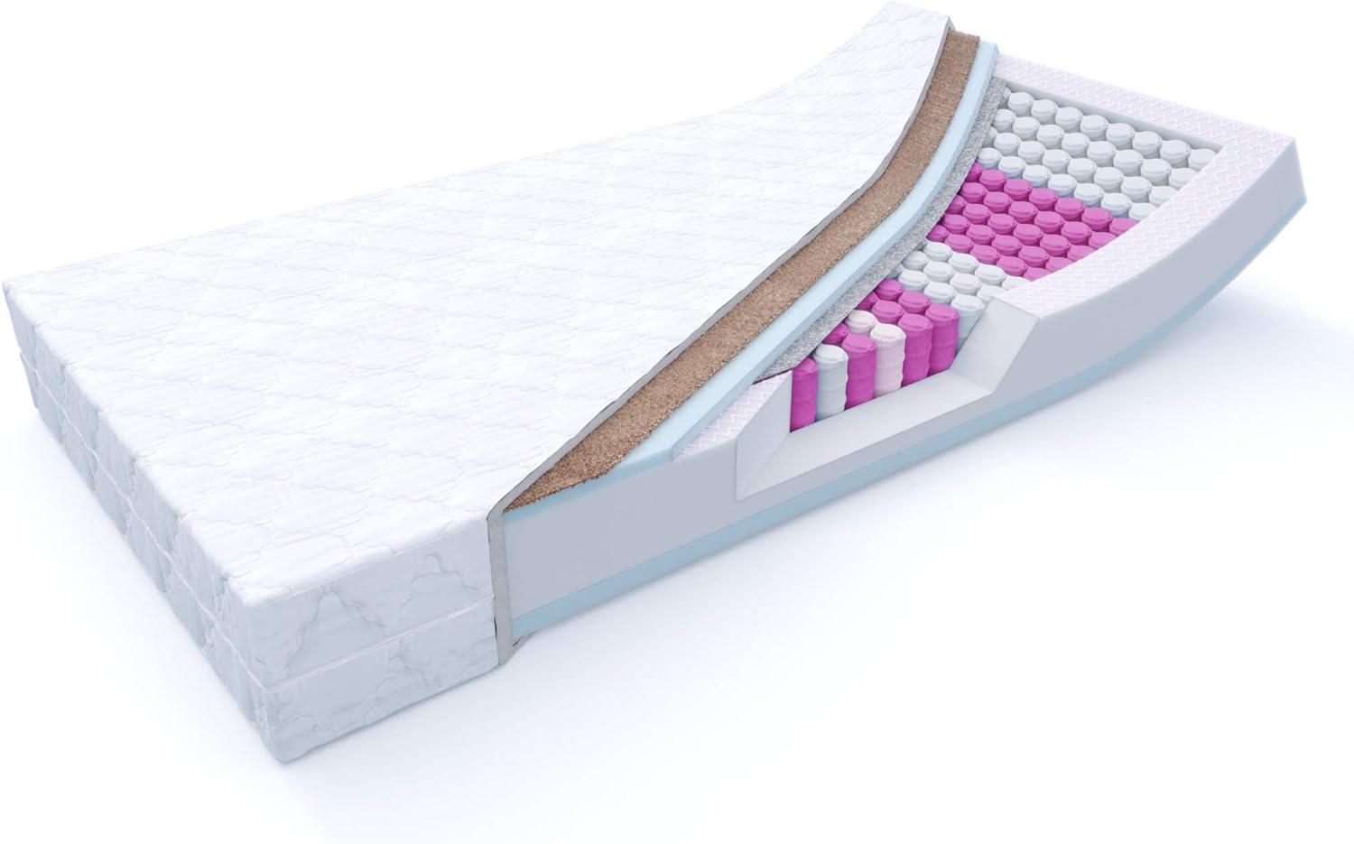 MSS e. K. KOKOS Federkernmatratze Medic | 200 x 100 x 21 cm | H4 | TASCHENFEDERKERN | Kokosfaserplatte | 7 Körper-Liegezonen | Komfortschaum | versteppter Mikrofaserbezug | schadstoffgeprüft Bild 1
