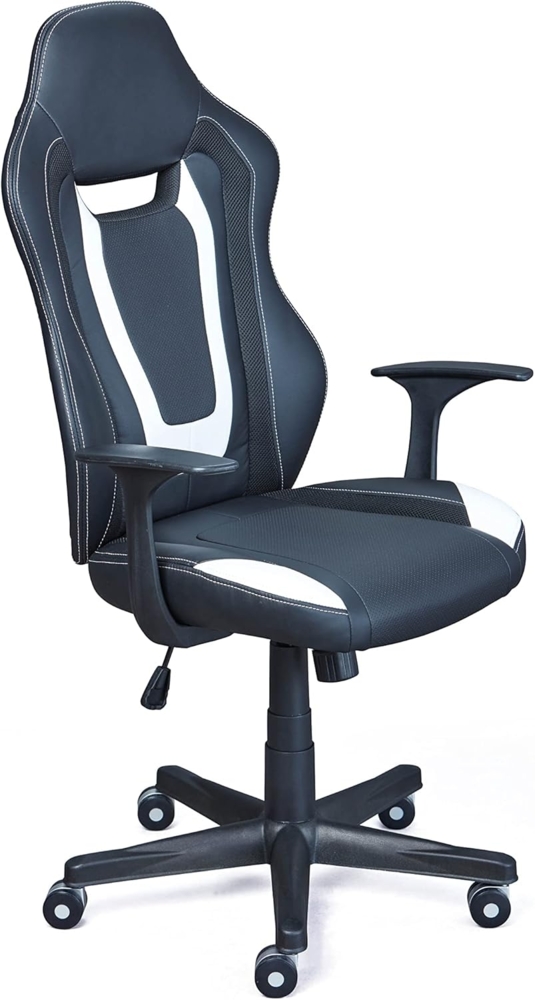 Drehstuhl Bürodrehstuhl COOLLIFE Kunstleder Schwarz Weiß mit Armlehne Bild 1