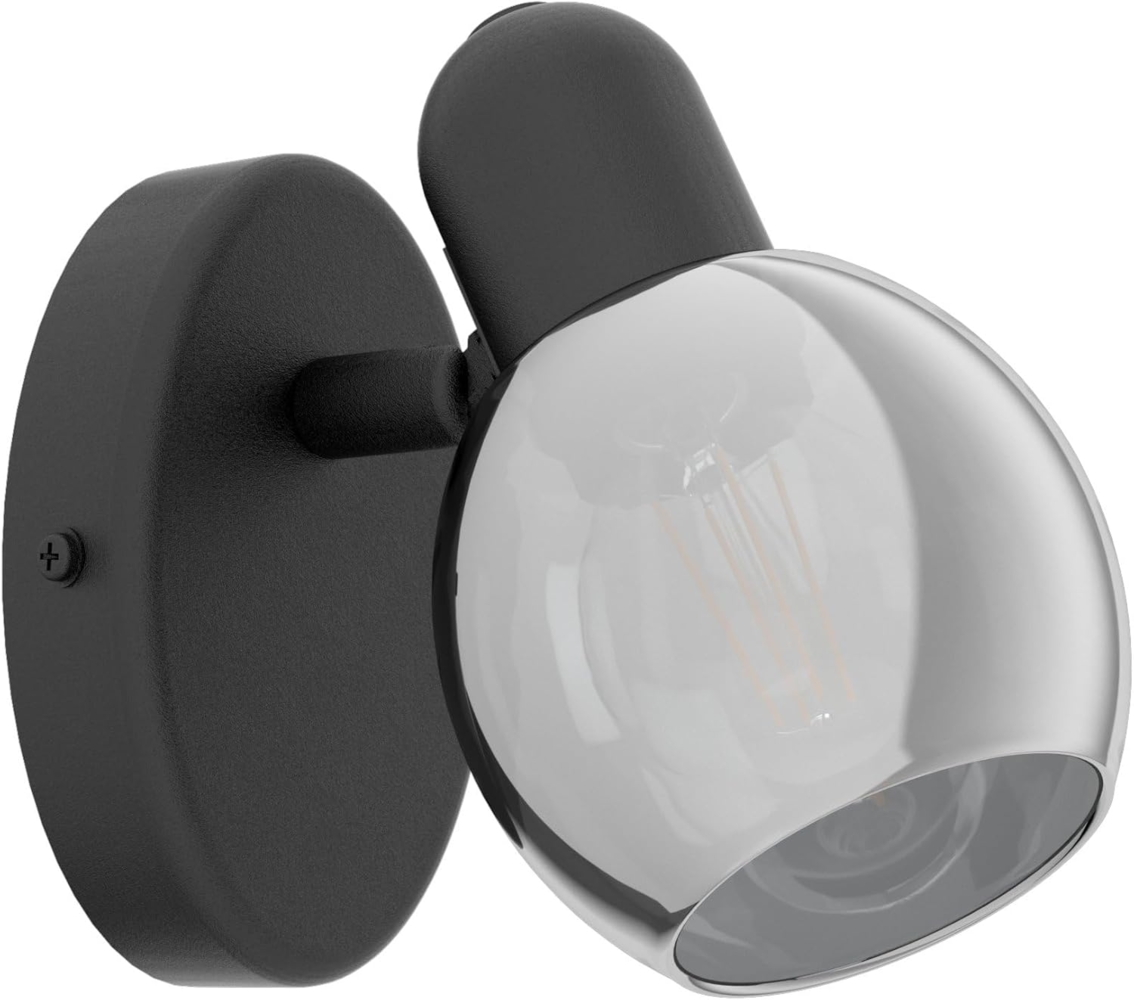 Eglo 98624 Spotleuchte POLLICA Rauchglas schwarz-transparent E14 1X28W L:6,5cm H:10,5cm dimmbar Bild 1