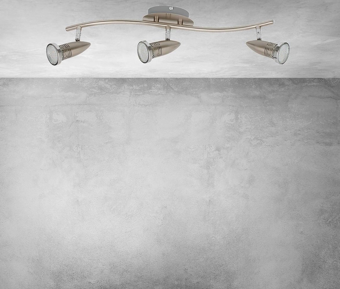 TRANGO LED Deckenstrahler, 3-flammig 2005-032-5W LED Deckenleuchte ANY inkl. 3x5 Watt GU10 LED Leuchtmittel in Edelstahl-Optik I Deckenlampe I Deckenstrahler I Deckenspots, Lampe schwenkbar und drehbar Bild 1