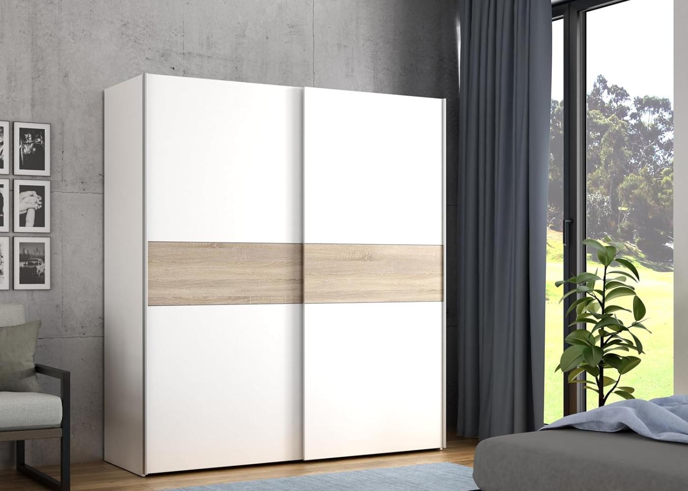 Forte 'LONGLINE' Schwebetürenschrank mit Wechselfront weiß, 170,3 x 190,5 x 61,2 cm Bild 1