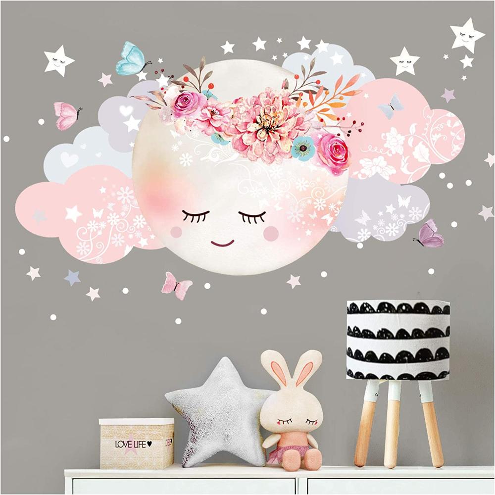 Little Deco Wandsticker Mond & Wolken Größe L - 60 x 31 cm Bild 1