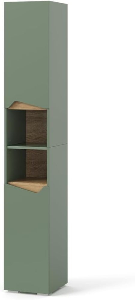 Vicco Badschrank Marelle, Grün/Artisan, 30x180 cm mit Türen und offenen Fächern Bild 1