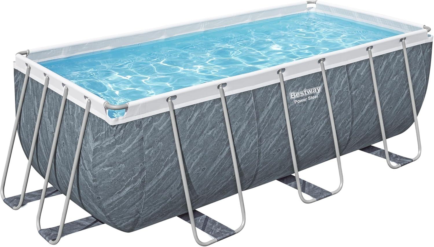 Power Steel™ Solo Pool ohne Zubehör 412 x 201 x 122 cm, Marmor-Optik (Schiefergrau), eckig Bild 1