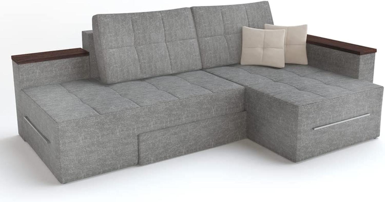 Ecksofa mit Schlaffunktion 240x160cm Grau Rechts Bild 1