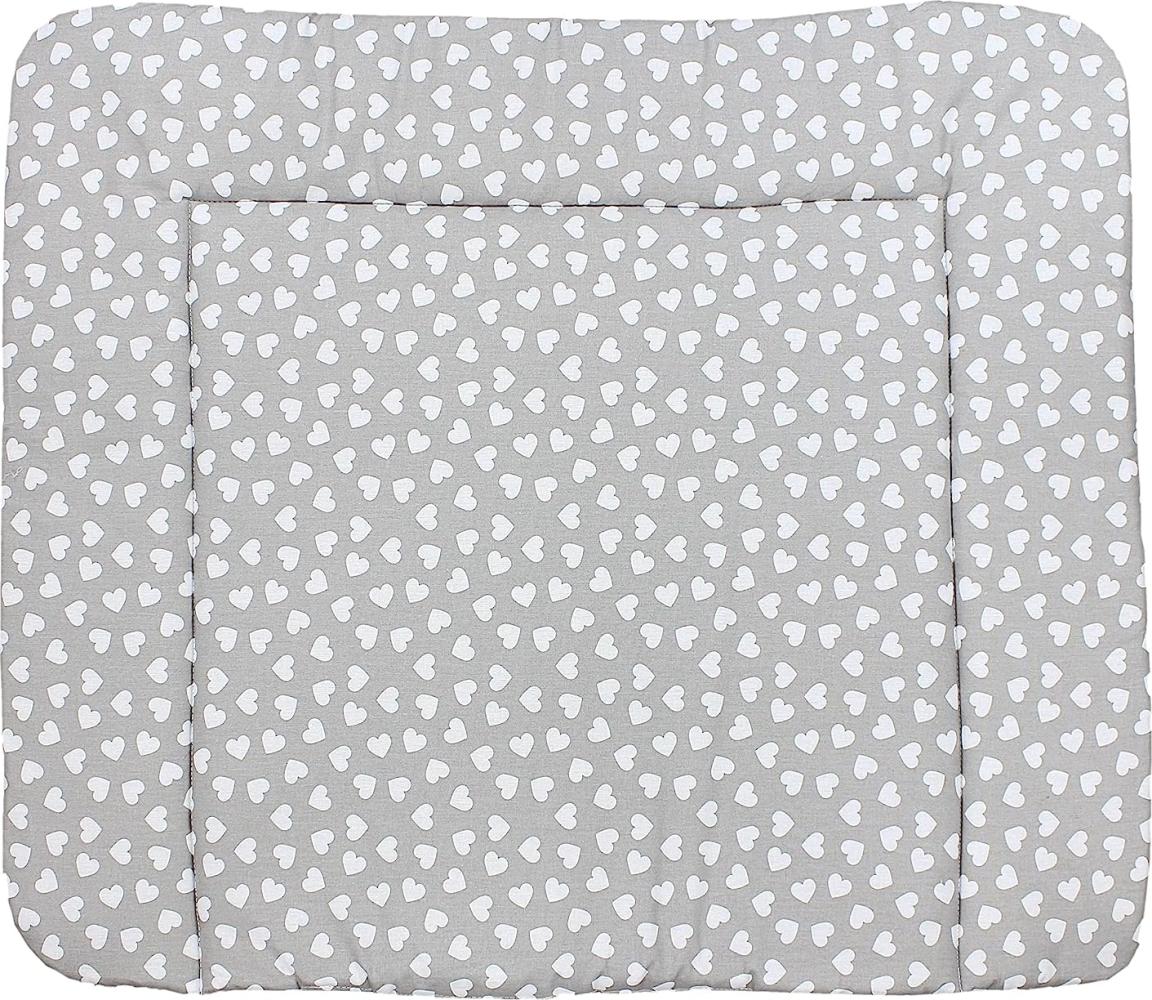 TupTam Baby Wickeltischauflage mit Baumwollbezug Gemustert, Farbe: Herzen Grau, Größe: 75x85 cm Bild 1