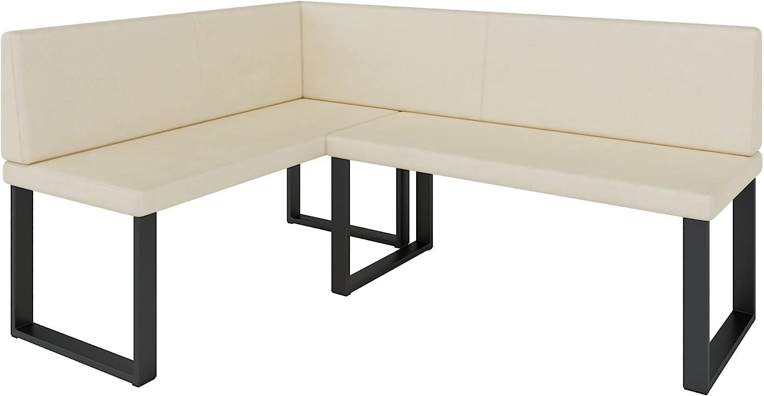 Eckbank Akiko Metal - Eckbankgruppe für Ihrem Esszimmer, Küche modern, Sitzecke, Essecke. Perfekt für Küche, Büro und Rezeption. Solide und Starke Verarbeitung. (Soft 18, 142x196cm Links) Bild 1