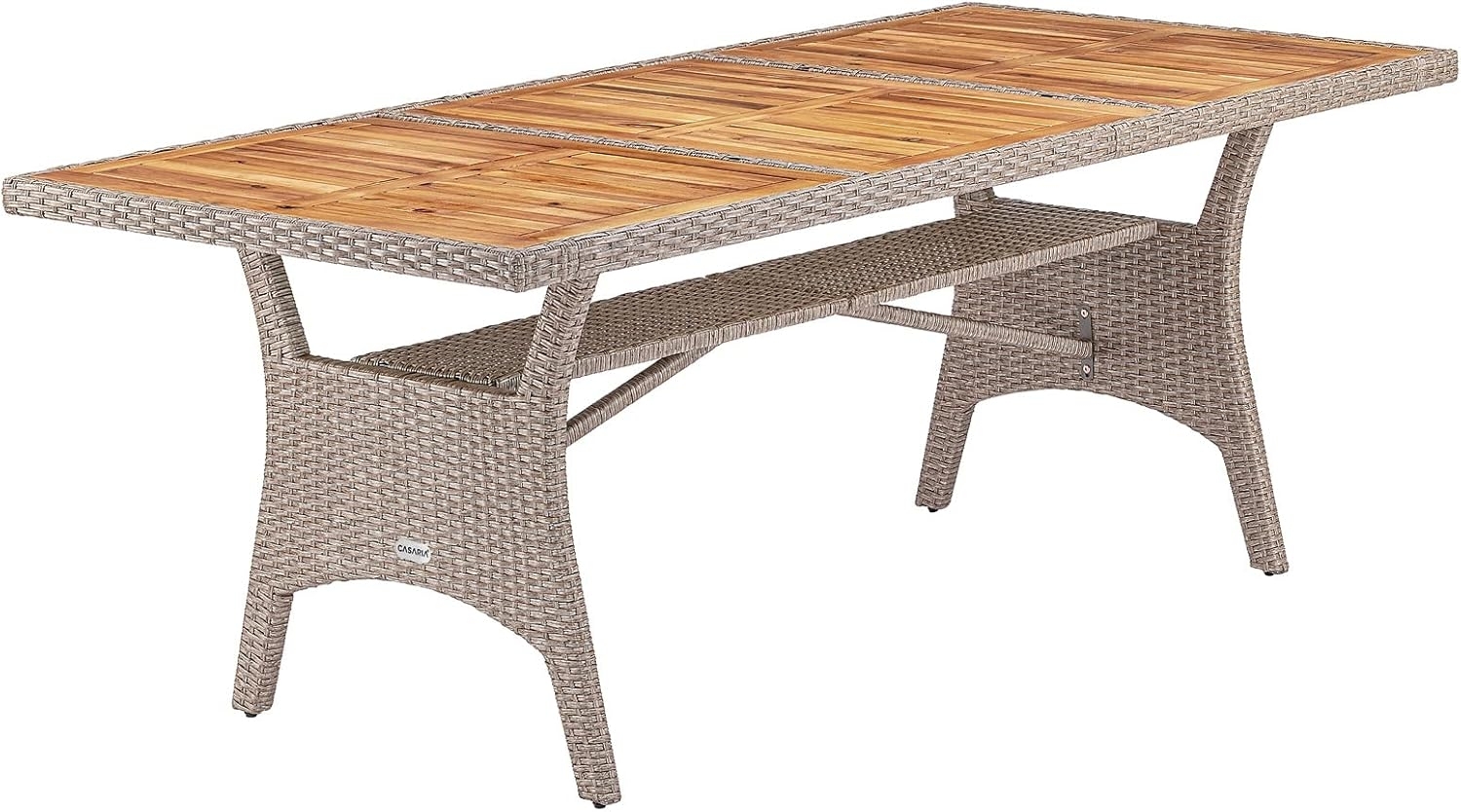 Casaria Gartentisch (1-St), Polyrattan mit Ablage FSC®- zertifiziertes Akazienholz 190x90cm Bild 1