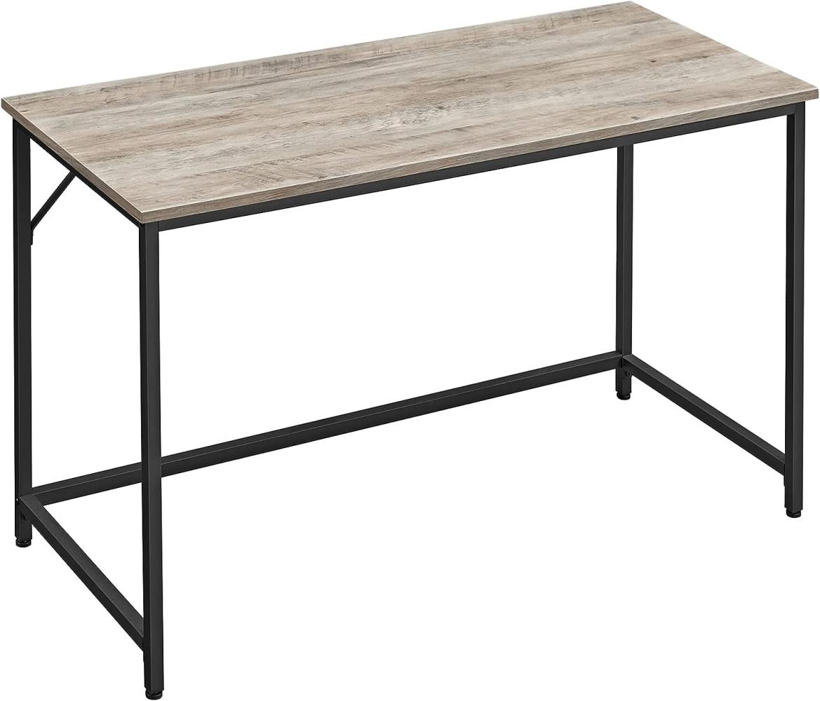 VASAGLE Schreibtisch, Computertisch, schmaler Bürotisch, 120 x 60 x 75 cm, Arbeitszimmer, Homeoffice, Büro, einfacher Aufbau, Stahl, Industrie-Design, Greige-schwarz LWD039B02 Bild 1