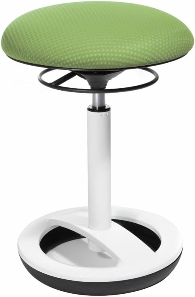 Topstar SU53BR5 Sitness High Bob, Stehhilfe, Fitnesshocker, Arbeitshocker, Sitzhöhe: 49 - 70cm, Standfußring Alu weiß lackiert, Stoffbezug, grün Bild 1