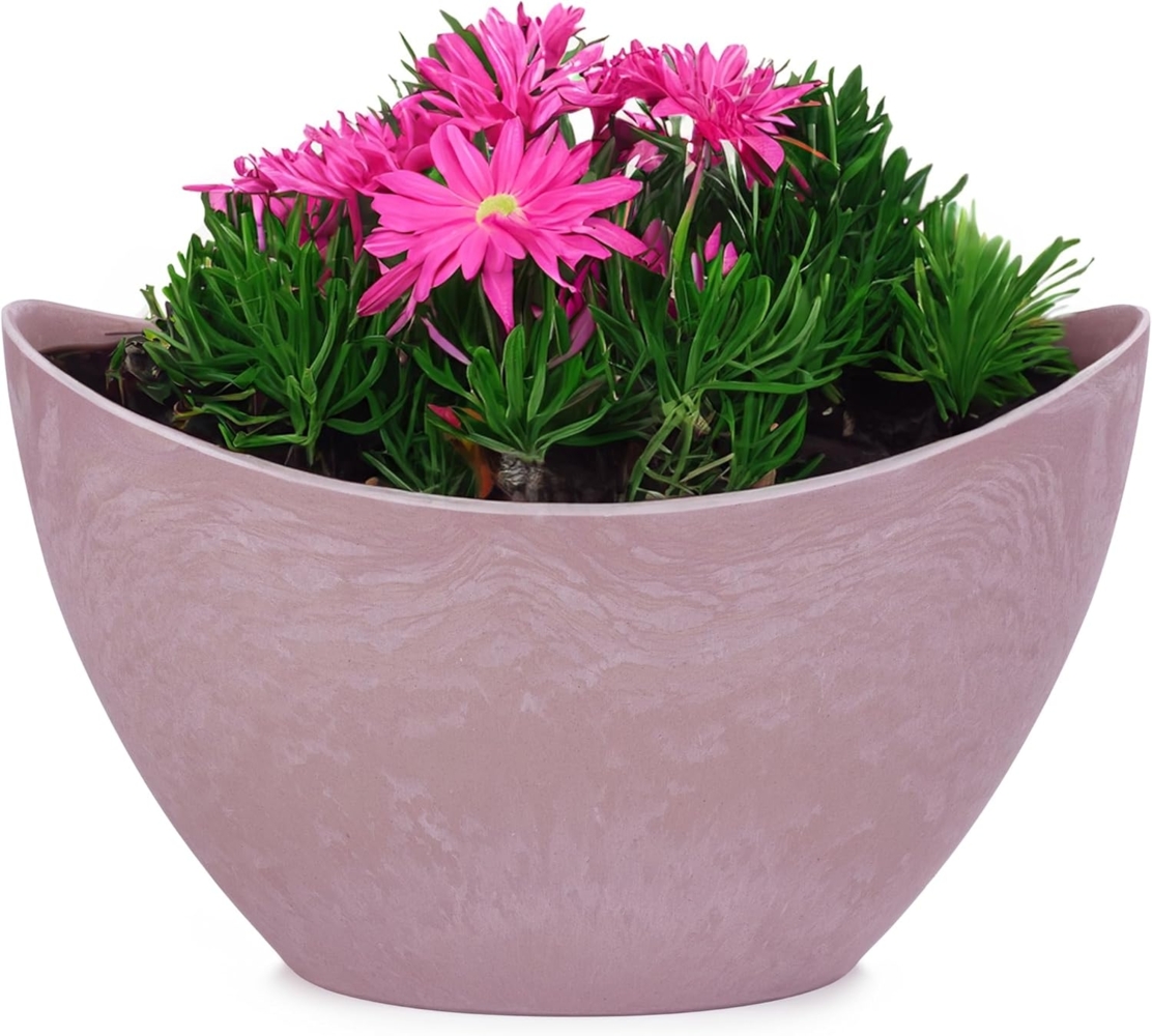 matches21 HOME & HOBBY Blumentopf Hohe Pflanzschale oval Vintage alt-rosa 24 x 14 cm wetterfest (1 St), Schiffchen Deko-Schale als Tischdeko Blumen-Schale Outdoor Garten-Deko Bild 1