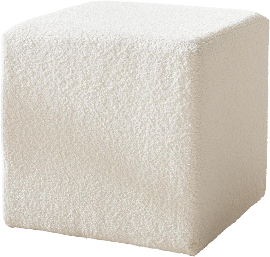 Sitzhocker Dado 45x45 cm Bouclé Creme-Weiß Bild 1