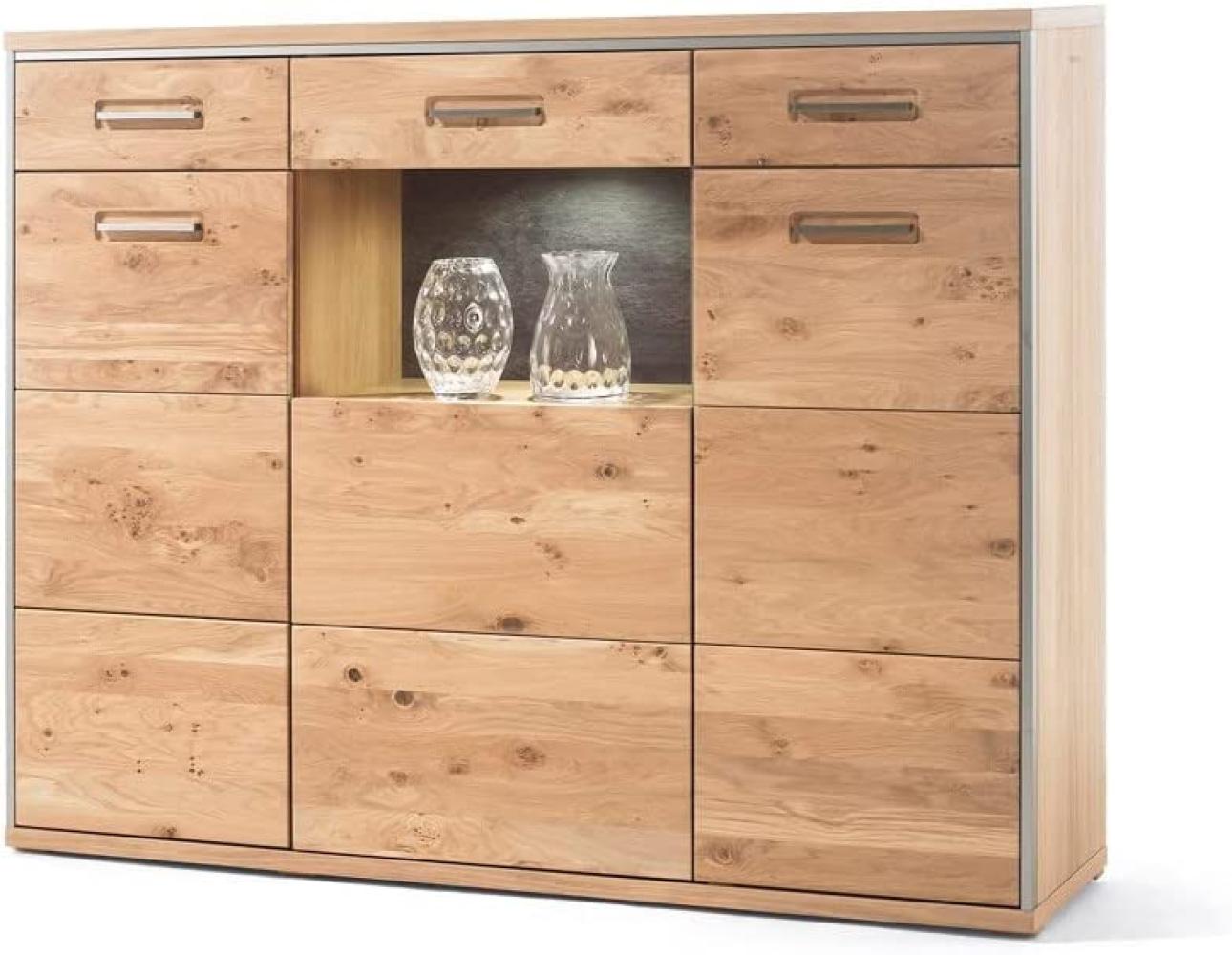 Highboard Esma 2 Eiche bianco 154x121x39 cm Schrank Beleuchtung Bild 1