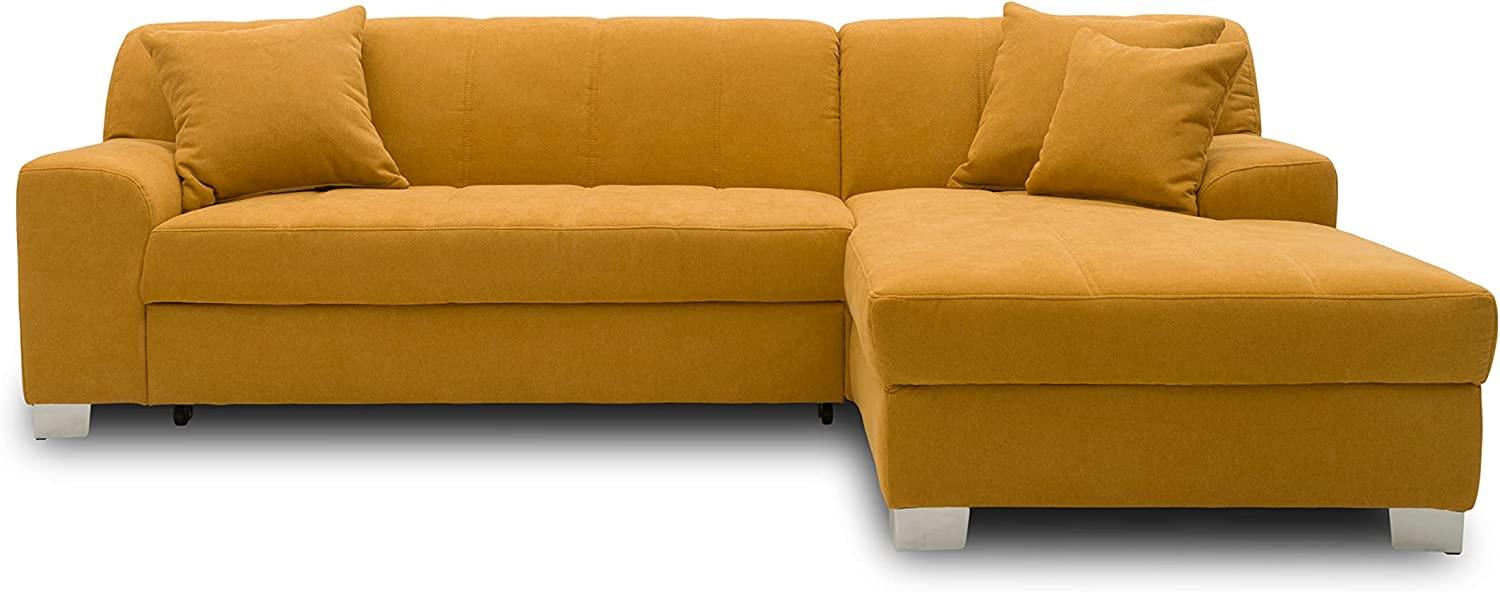 DOMO. collection Capri Ecksofa | Eckcouch in L-Form mit Schlaffunktion, Polsterecke Schlafsofa, mango gelb, 239x152x75 cm Bild 1