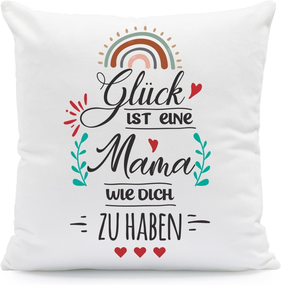 GRAVURZEILE Zierkissen mit Spruch - Glück ist - Geschenk für Freunde & Familie -, starke Farben ohne verblassen - Mama - mit Füllung Bild 1