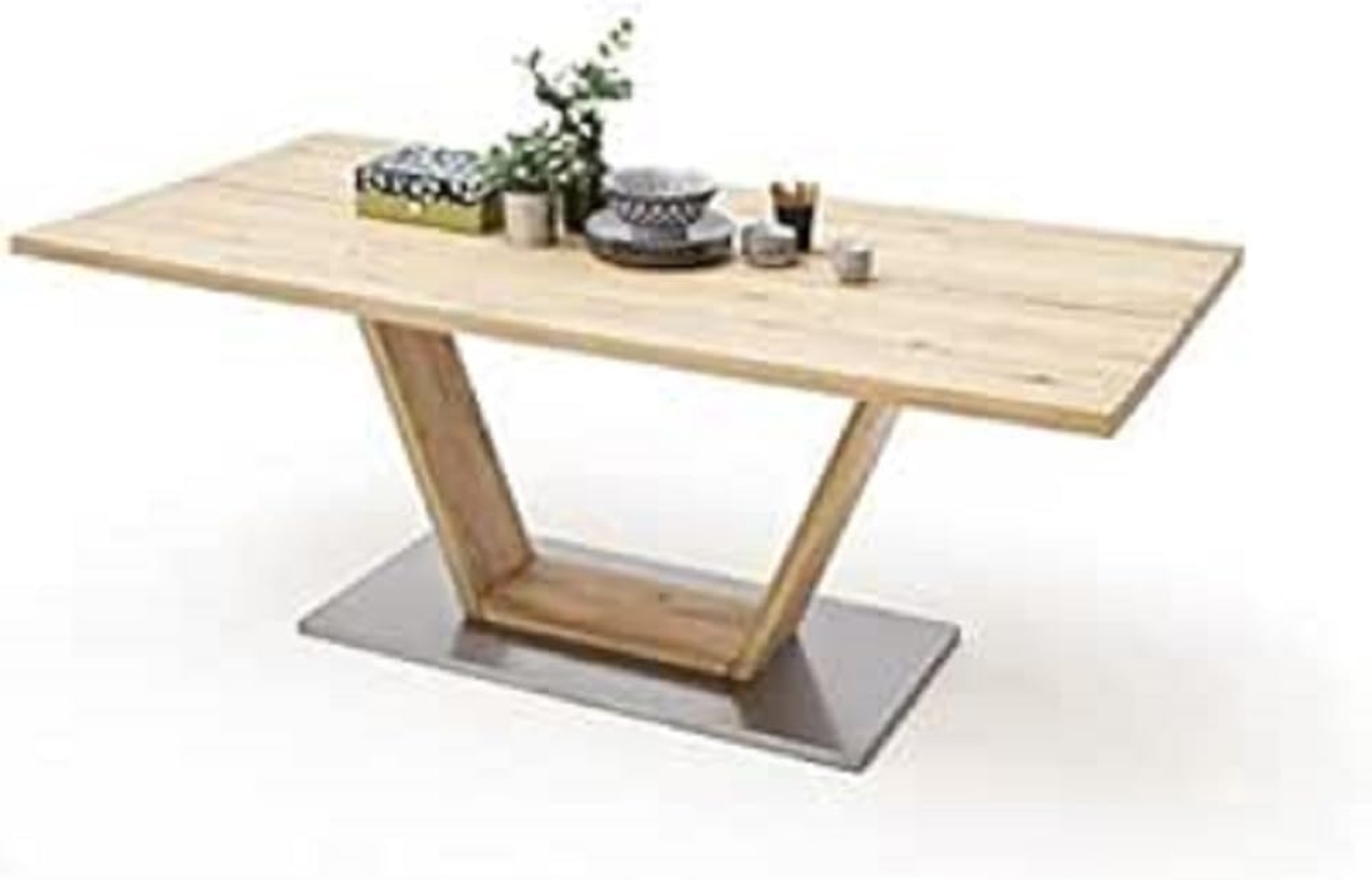 Esstisch Greta II - Balkeneiche massiv, geteilte Platte, 180x90 cm Bild 1