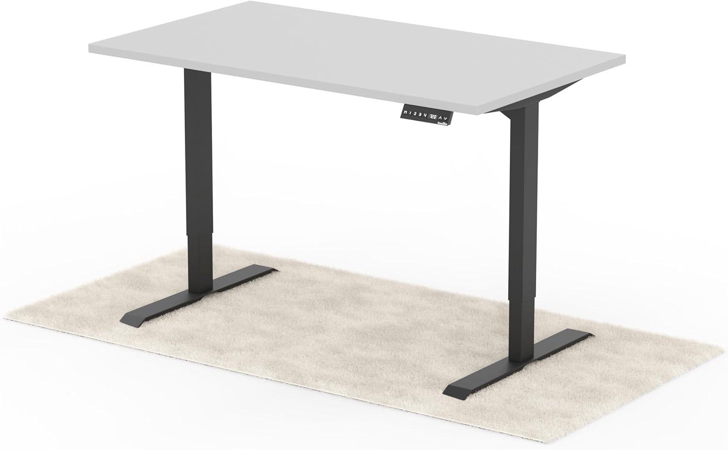 elektrisch höhenverstellbarer Schreibtisch DESK 140 x 80 cm - Gestell Schwarz, Platte Grau Bild 1