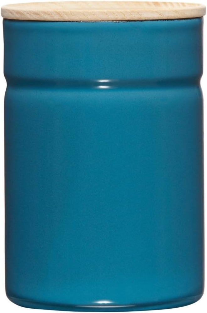 Riess Vorratsdose 525ml Emaille mit Holzdeckel silent blue Bild 1