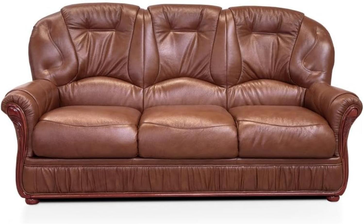 Vente-unique - Ledersofa 3-Sitzer - Büffelleder - Braun - DAPHNE Bild 1