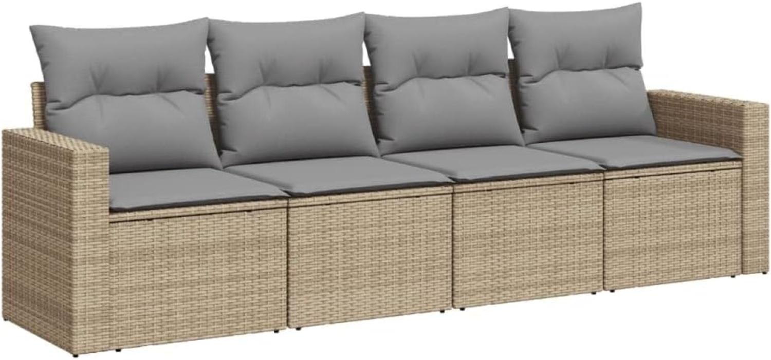 vidaXL 4-tlg. Garten-Sofagarnitur mit Kissen Beige Poly Rattan 3251016 Bild 1