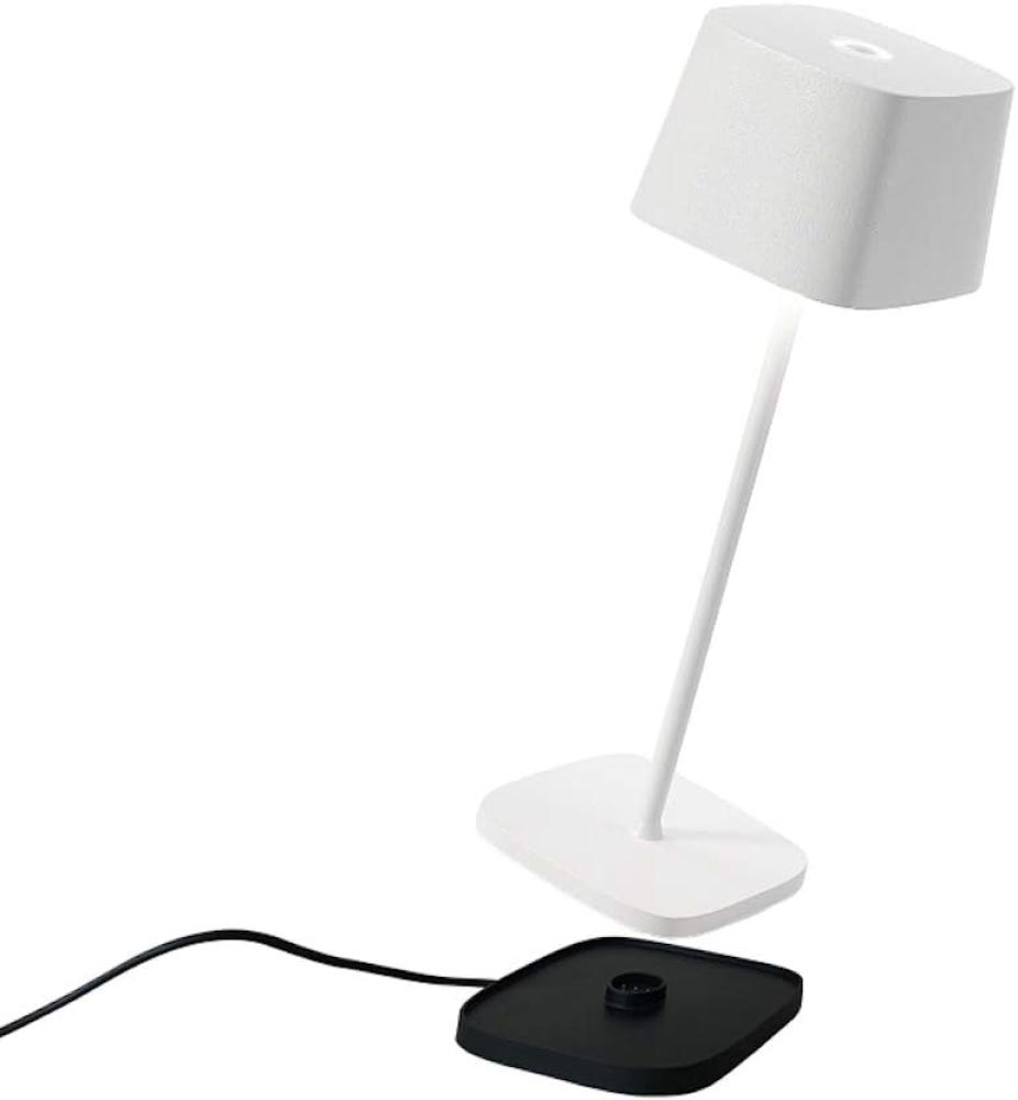 Zafferano LD0870B3 Ofelia Pro Kabellose LED-Tischleuchte aus Aluminium, dimmbar, IP65-Schutz, Indoor/Outdoor Benutzung, EU-Stecker (Energieklasse A+++), Weiß, Höhe: 29 cm Bild 1